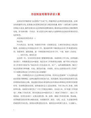 市法制宣传领导讲话3篇 