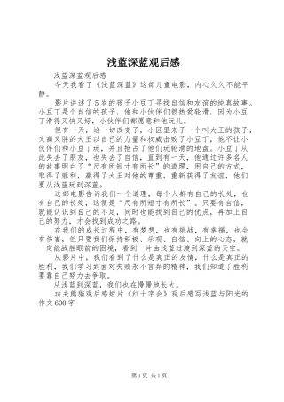 浅蓝深蓝观后心得