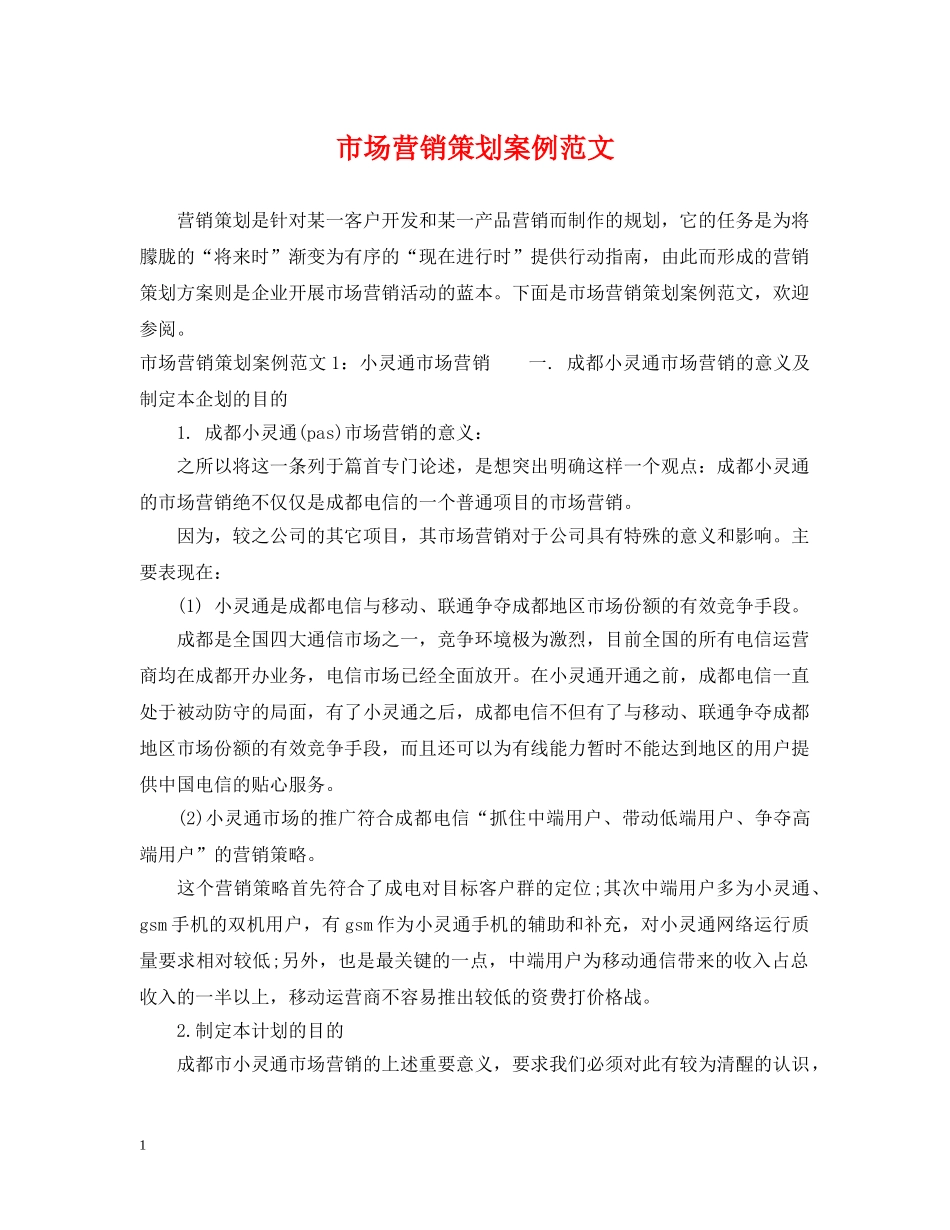 市场营销策划案例范文 _第1页
