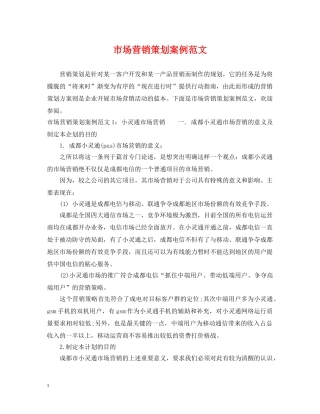 市场营销策划案例范文 