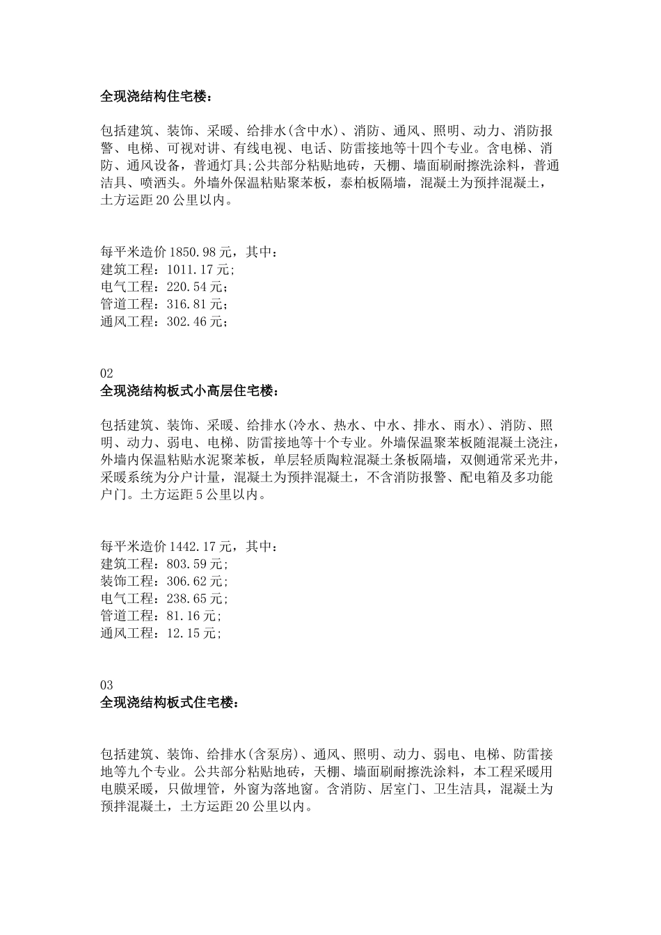工程造价平米汇总表-各种指标一网打尽!_第1页