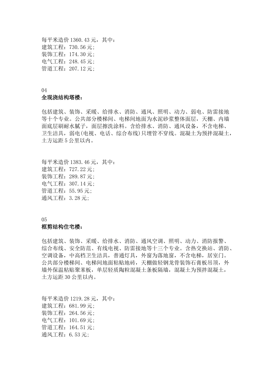 工程造价平米汇总表-各种指标一网打尽!_第2页