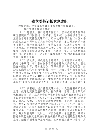 镇党委书记抓党建述职