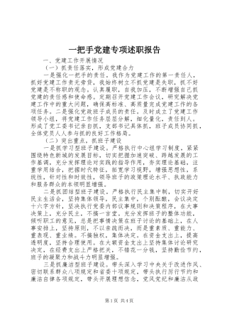 一把手党建专项述职报告