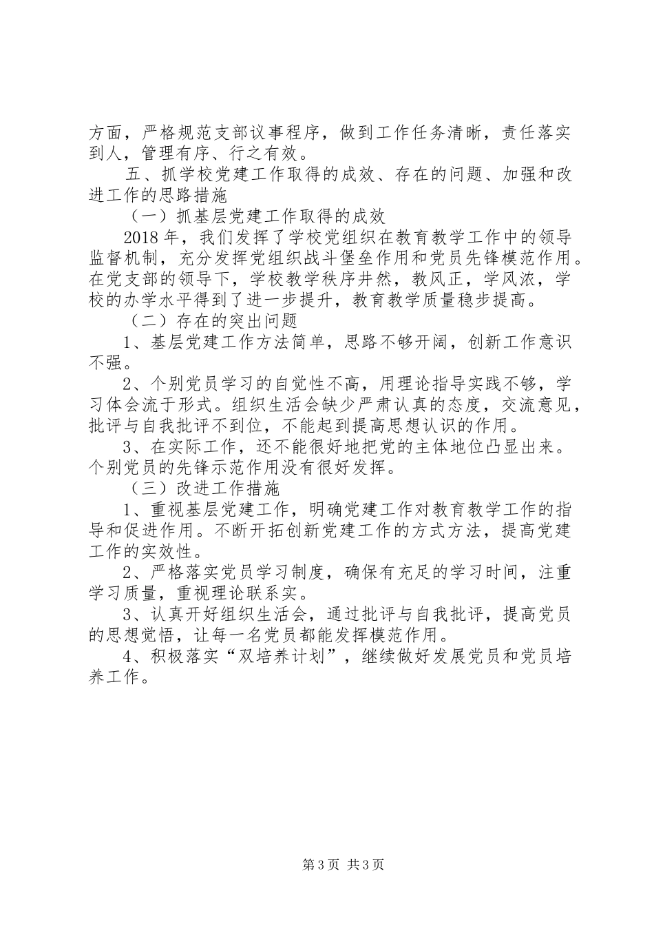 中学XX年度基层党组织书记述职报告_第3页