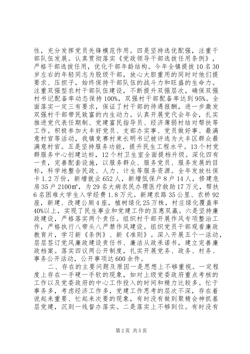 镇党委书记XX年度党建工作述职报告_第2页
