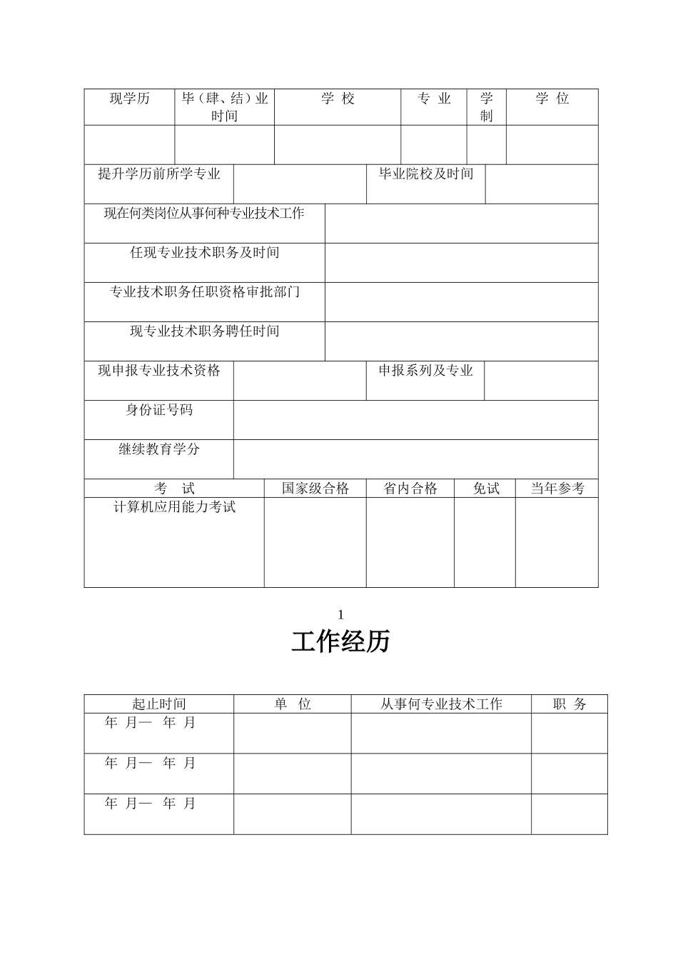 贵州省建筑工程类专业技术职务任职资格-“以考代评”审查表_第3页