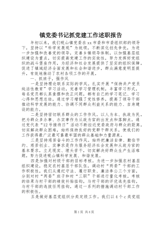 镇党委书记抓党建工作述职报告