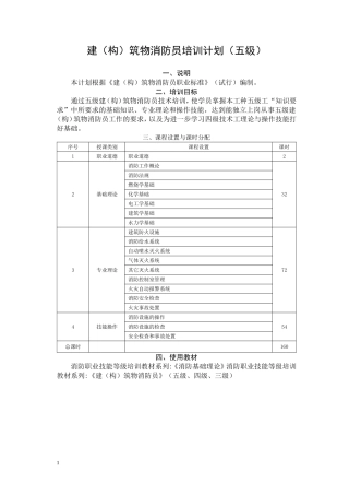 建构筑物消防员培训计划五级