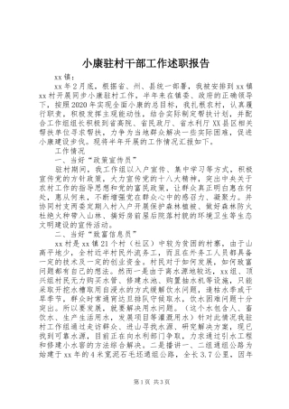 小康驻村干部工作述职报告