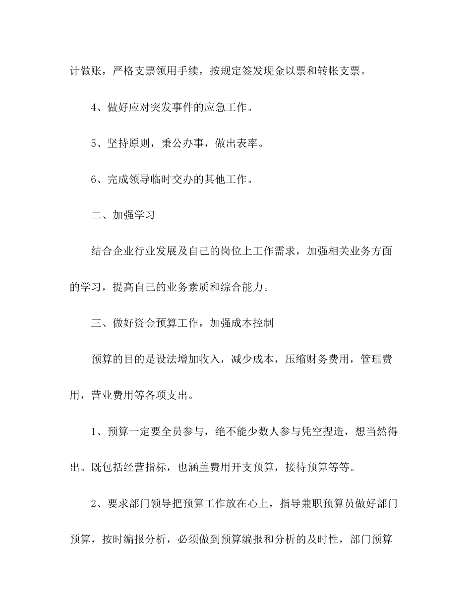 公司出纳下半年工作计划精选多篇_第2页