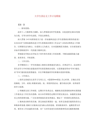 大学生团总支工作计划模板