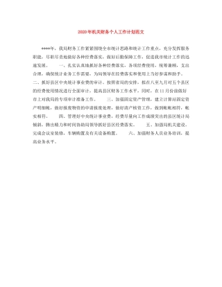 2020年机关财务个人工作计划范文