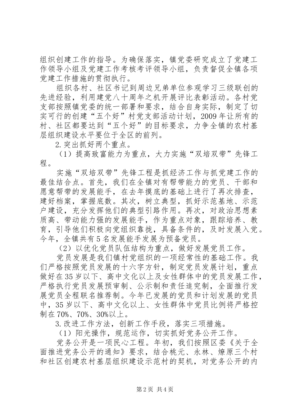 镇党委书记二00九年党建工作述职报告(1)_第2页