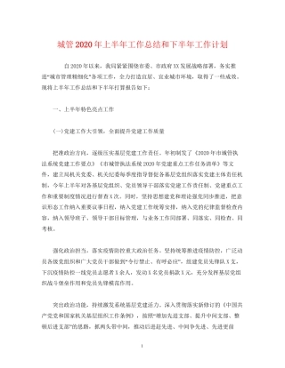 经典范文城管年上半年工作总结和下半年工作计划