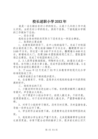 校长述职小学20XX年