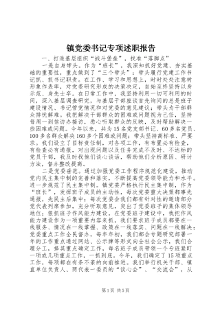 镇党委书记专项述职报告