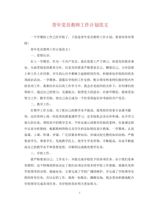 青年党员教师工作计划范文