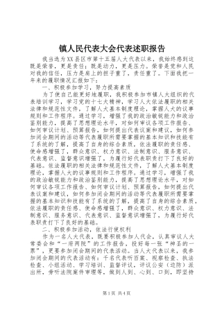 镇人民代表大会代表述职报告