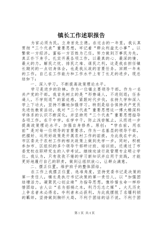 镇长工作述职报告