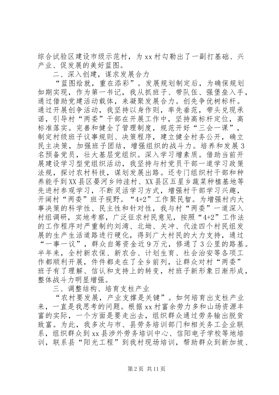 驻村第一书记工作述职报告模板参考_第2页