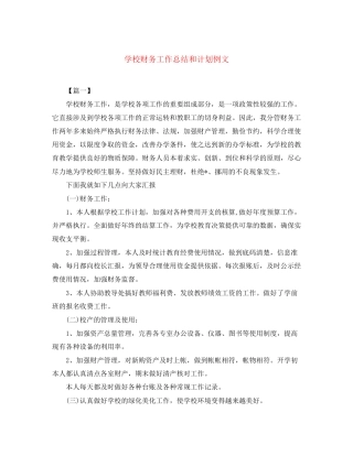 学校财务工作总结和计划例文