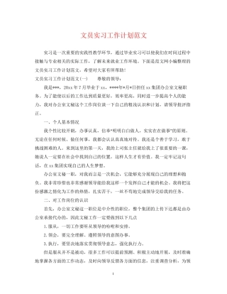 文员实习工作计划范文