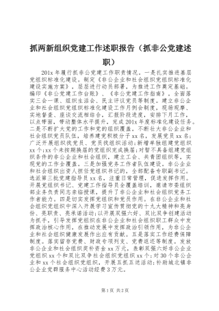 抓两新组织党建工作述职报告（抓非公党建述职）