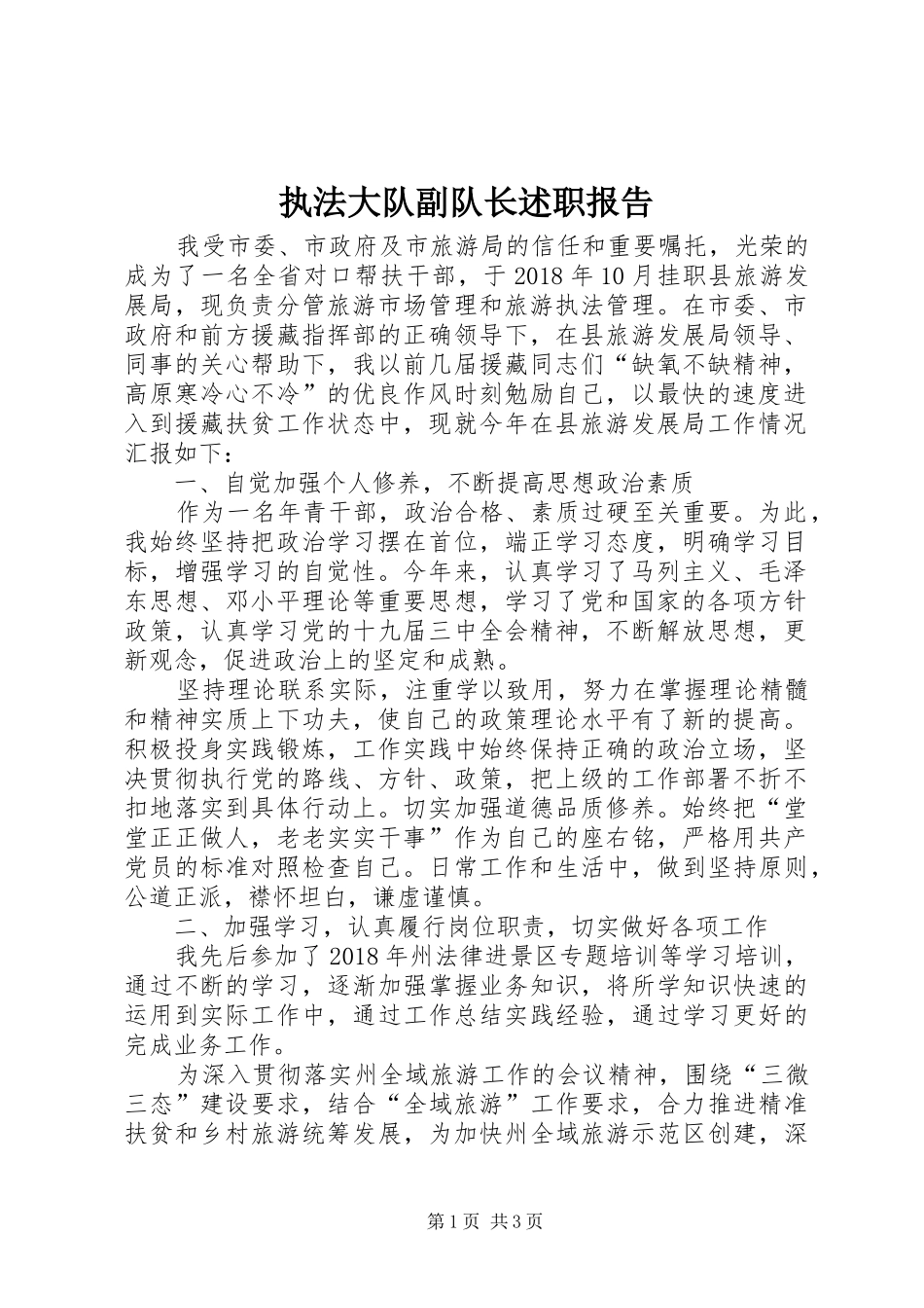 执法大队副队长述职报告_第1页