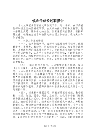 镇宣传部长述职报告