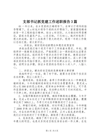 支部书记抓党建工作述职报告3篇