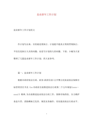 盐业新年工作计划