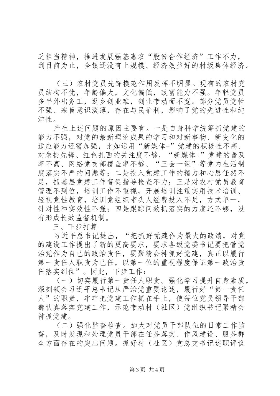 镇委员会书记抓基层党建工作述职报告_第3页