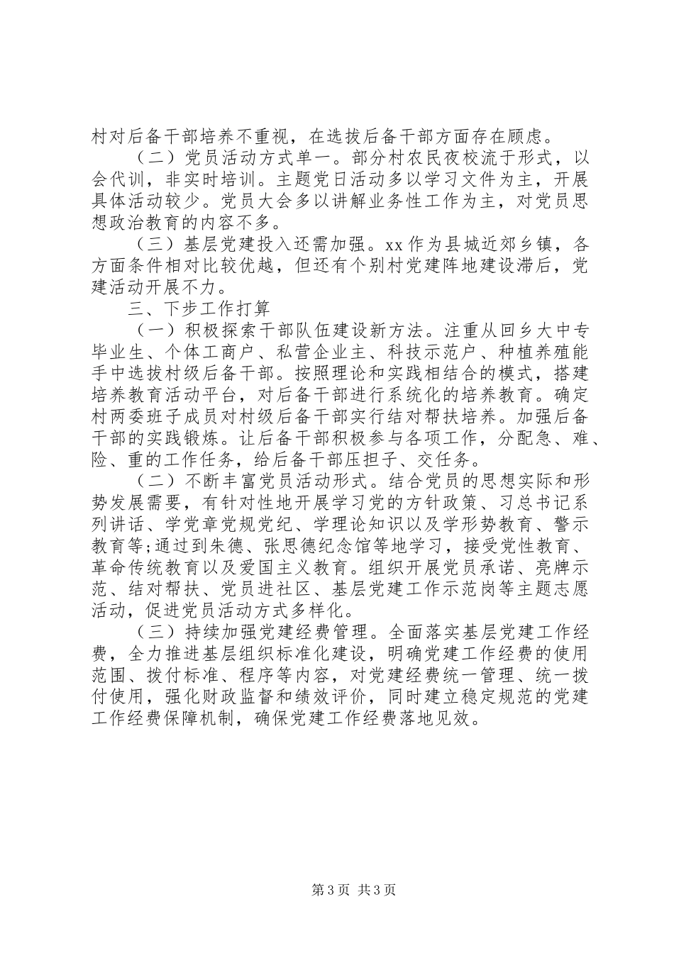 精炼版XX年乡镇党委书记抓基层党建述职报告_第3页