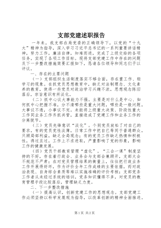 支部党建述职报告