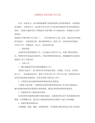 班级团支书新学期工作计划