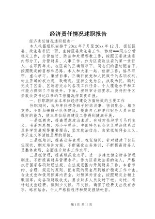 经济责任情况述职报告