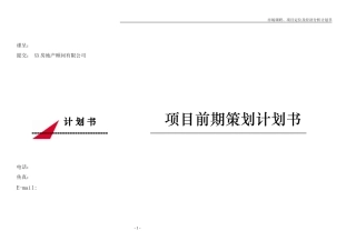 房地产项目前期工作商务计划书