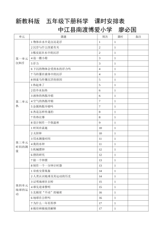 新版教科版五年级下册科学全册教学设计(教案) (2)