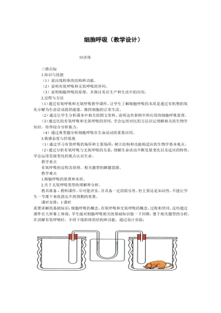 细胞呼吸教学设计