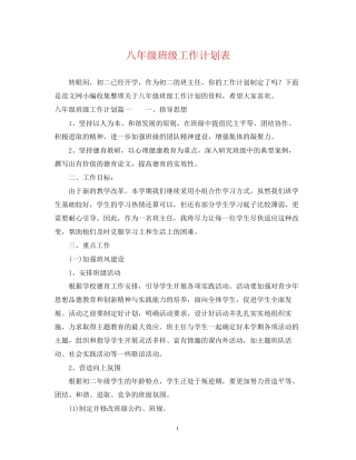 八年级班级工作计划表