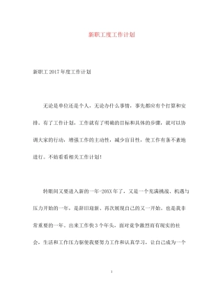 新职工度工作计划2