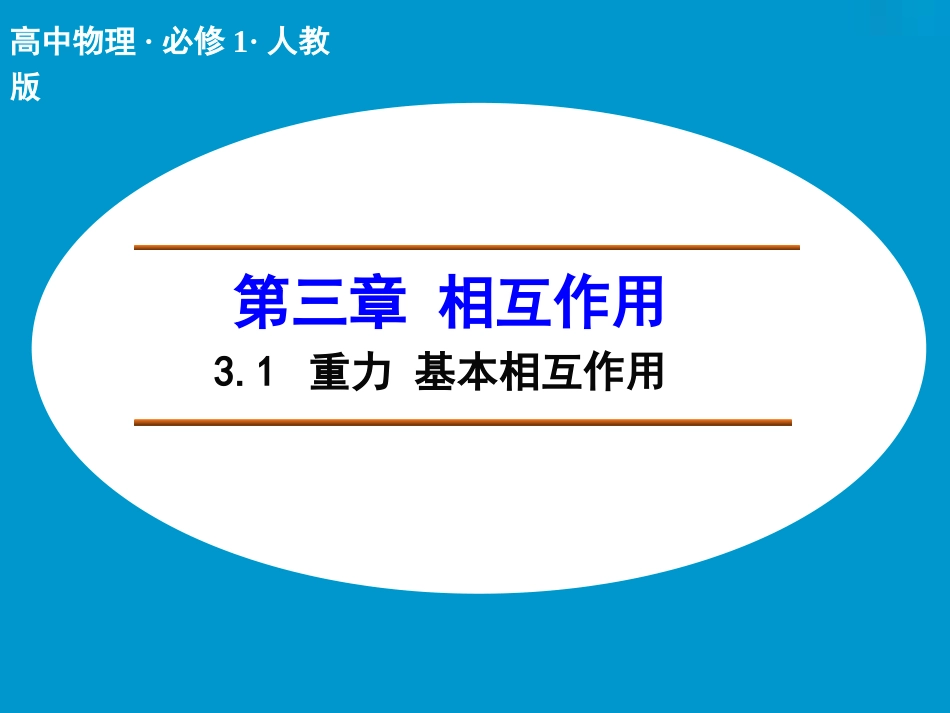 【人教版】物理必修一：31《重力《基本相互作用》课件_第1页