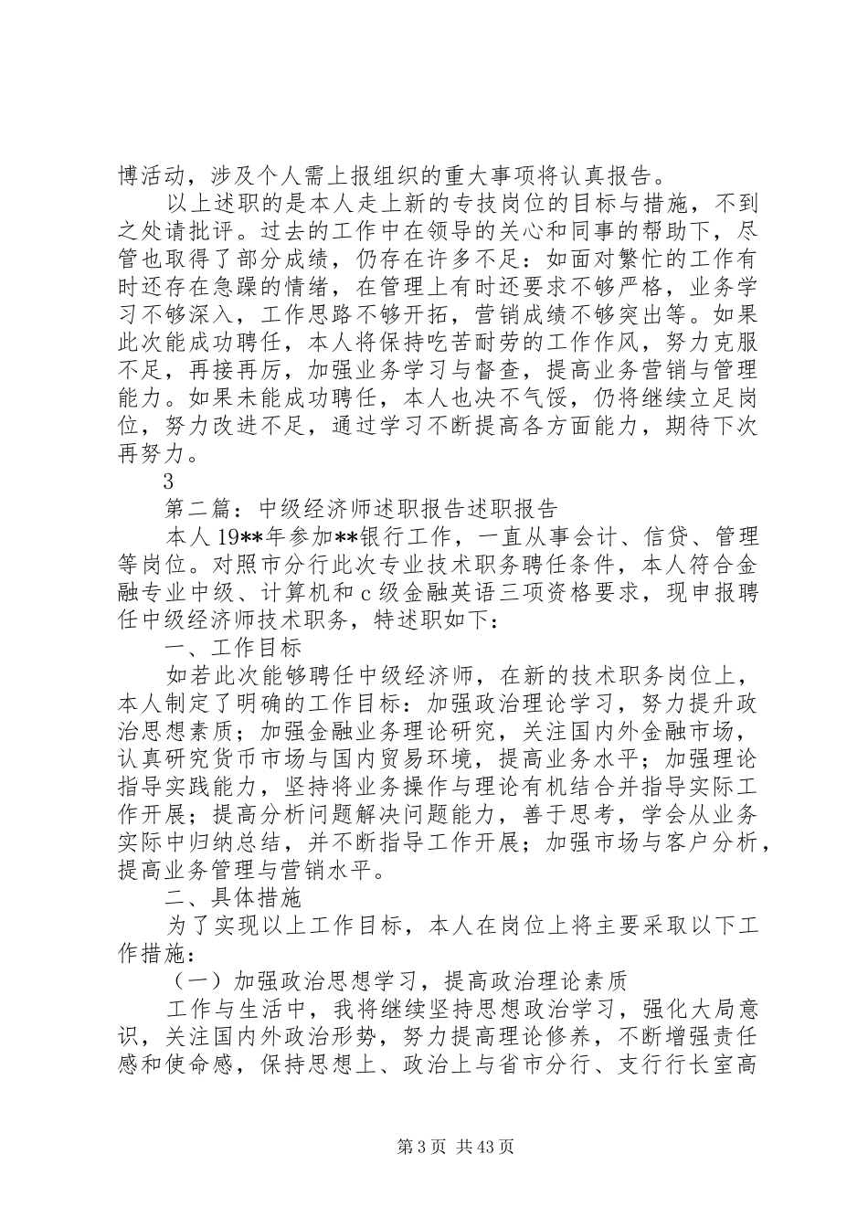 中级经济师述职报告_第3页