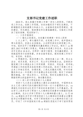 支部书记党建工作述职