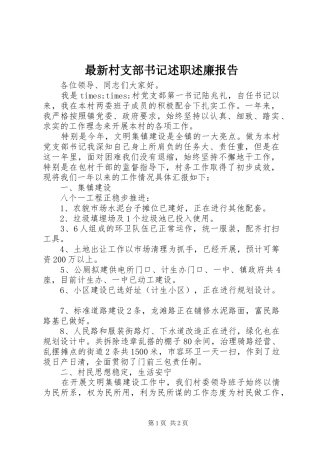 最新村支部书记述职述廉报告