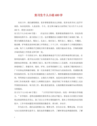 实习生个人小结400字 