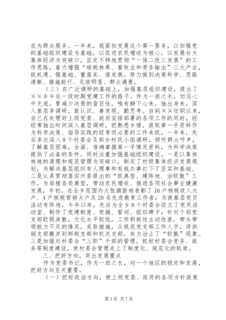 镇党委负责同志述职述廉报告_第3页