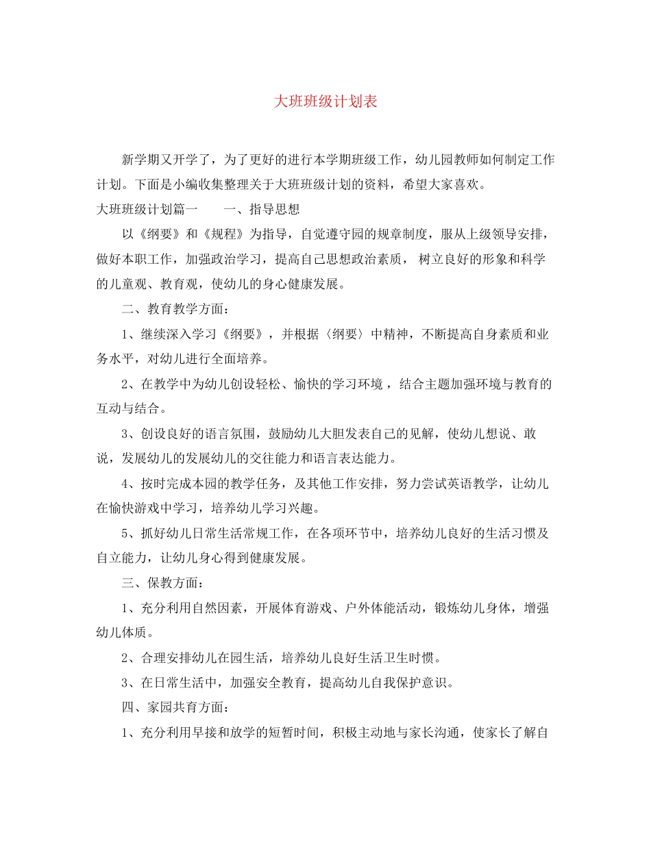 大班班级计划表_第1页