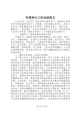 年度审计工作总结范文 